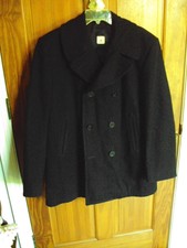 PEACOAT U S NAVY ISSUE MENS SIZE 44 REGULAR 100% WOOL BLACK COLOR P COAT