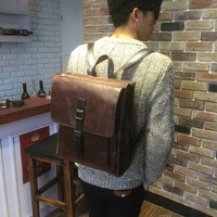  Vintage Herren Leder Rucksack Kurier Beutel Aktenkoffer  Laptop Tasche