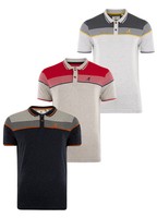 Mens Kangol Short Sleeve Polo T-Shirt With Contrast Stripe All Over Speckle Marl