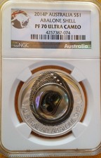 2014 P Silver Australia Abalone Shell Ngc Pf 70 Ultra Cameo with Box & Coa Rare