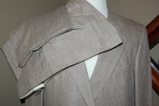 Hickey Freeman 46R 42x31 55% Wool 45% Silk Slubby Raw Blend Boardroom Flat Front