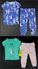 2 Two-Piece PJ Sets Sailboats Short /Long Sleeve Cotton Mix & Match Girls 6M 9M