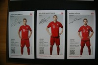 3 x Autogramm karte FC BAYERN MÜNCHEN - GÖTZE, BADSTUBER, KIMMICH 2015/2016