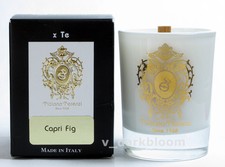 TIZIANA TERENZI *CAPRI FIG* VINCI SCENTED CANDLE GLASS w/ GOLD DECO NEW IN BOX