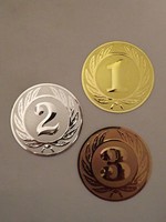 3er Set Pokal Emblem Siegerzahl Zahl Embleme  50mm Pokale Gold Silber Bronze