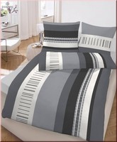 Bettwäsche 2tlg. Fein-Biber 135x200 80x80 schwarz/weiß/gestreift