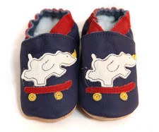 Blue Leather Kids Baby Non-Slip Soft Sole Shoes New Rhinoceros 0 - 6 Months
