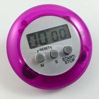 LCD Digital Kurzzeitmesser Eieruhr Küchenuhr Countdown + Clip Rund (Lila)