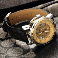 Gorgeous Hollow Carve Dial Luxury Men Watch Mechanical Case WristWatch ER