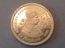 - 1896 Hungary Franz Joseph Five 5 Korona Cameo Proof Restrike – Millennium