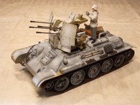 Beutepanzer T34 mit Flakvierling, 1:35 gebaut für Ostfront Diorama, Einzelstück!