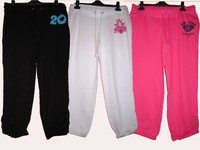Damen Capri-Hose Wellness Freizeit Jogginghose schwarz weiß pink Gr. S, M, L 