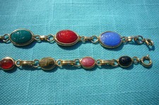 Vintage scarab carved stone bracelets bracelet Gf 7.25-7.5-7-1/2 Lot