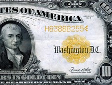 Hgr 1922 $10 (Blazing Gold Certificate) High Grade