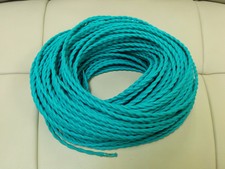 Vintage 2-Wire Twisted Cloth Covered Wire Antique Lamp Cord Turquoise Green Blue