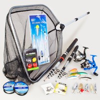 Allround Angelset 2Ruten 2Rollen + Zubehör Schnur Komplettset Angelausrüstung