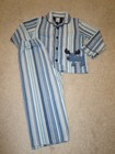 Carter's Toddler Boys Flannel Button Up 2 Piece Blue Stripe Pajama Set, 3T