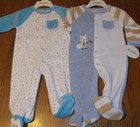 Lot of 2 Boys 3/6 Months Absorba Velour Bear, Fox Footed Sleeper Pjs nwt