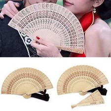 Chinese Japanese Folding Fan Original Wooden Hand Flower Bamboo Asian Pocket Fan