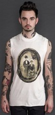 *Lip Service Steampunk Antiqued Portrait Scarab Screenprint Sleeveless Tee Xxl