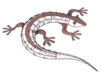 Gartenfigur Gecko Metall Gartendeko Wandhänger Fassadendeko Wanddeko Beetdeko