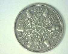 Great Britain 1930 Six Pence .0455 Asw Km832 Extremely Fine ~ R2037