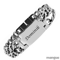 Armband Edelstahl mit Diamantgravur 20,5 cm - Gravur nach Wahl  Damen/Herren NEU