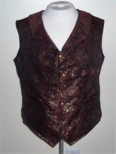Civil War/Victorian Mens Civilian Vest Size 36 (brown, red, gold paisly design)