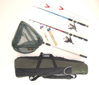 Angelset Komplettset  Rollen  Ruten  Zubehör Kescher Rutentasche Posen  3 N