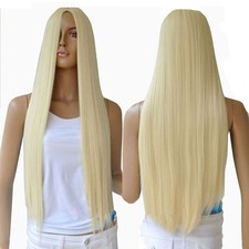 Women's 70cm Long Straight Full Wig Lady Cosplay Party Synthetic Hair Wig Blonde