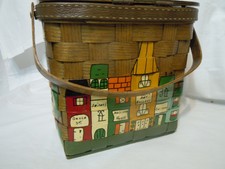 Vintage signed Caro-Nan woven wood basket Purse - Memphis