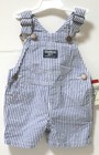 NWT OshKosh B'Gosh Boys Pinstripe Train Engineer Shortall Overalls sz 6 mos FS
