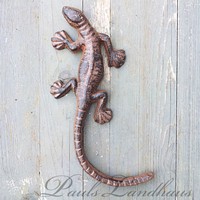 EIDECHSE SALAMANDER GECKO GUSSEISEN MAUERDEKO WANDDEKORATION GARTENDEKORATION