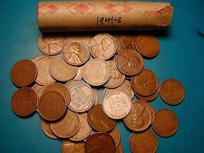 1941-S Lincoln Wheat Cent Penny Roll, nice condition