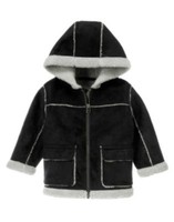 GYMBOREE POLAR BEAR LODGE BLACK SHERPA TRIM SUEDE HOODED JACKET 6 12 24 4T 5T