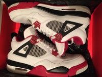 Nike Air Jordan 4 IV Fire Red Eur 45 US 11 White Weiss Rot Original Retro