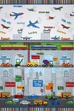3 Yards Quilt Cotton Fabric - Benartex City Construction My Little Town Scenic