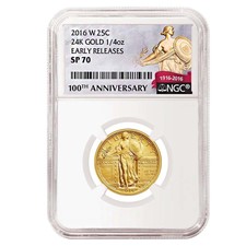Presale 2016 Ngc Sp70 Standing Liberty 1/4 oz Centennial Gold Quarter Coin + Ogp