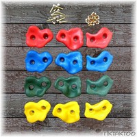 Klettersteine 12er Set Kletterwand Klettergriffe f. Spielturm Boulderwand Kinder