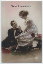 c.1920s Noyer France Italian Real Photo Postcard BUON ONOMASTICO Happy Name Day