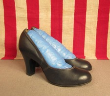 Vintage 1940s Endicott Johnson Blue Leather Heels Pumps 8 1/2" Length Shoes Box