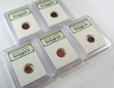 Slabbed Group of 5 Ancient Roman Widows Mite Sized Bronze Coins c 50 Bc - 400 Ad