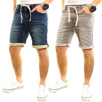 Sublevel Herren kurze Jogg Jeans Bermuda Shorts Jogginghose Sweathose Sweatpant