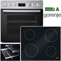 GORENJE EINBAU HERD SET UMLUFT GRILL EDELSTAHL + GLASKERAMIK KOCHFELD NEU EEK: A