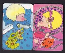Vintage Swap Cards - Cute Sleeping Baby Boy & Girl Pair (BLANK BACKS)