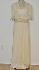 1930's Ivory Silk Bias Cut Nightgown w Chiffon Robe / Peignoir Sm