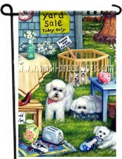 Bichon Frise painting Garden Flag puppy Yard Sale Dogs Art Bichons