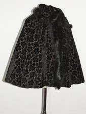 Victorian Cut Velvet Cape w Fur / Beading Trim S-L