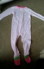 Carter's super-comfy pajamas feetie 4T Bunny with Strawberry and polka dots