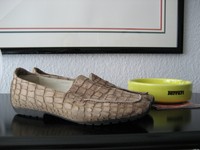 MANIA  Leder Slipper Loafer Gr.37,5 Krokoprägung hellbraun - hoher NP